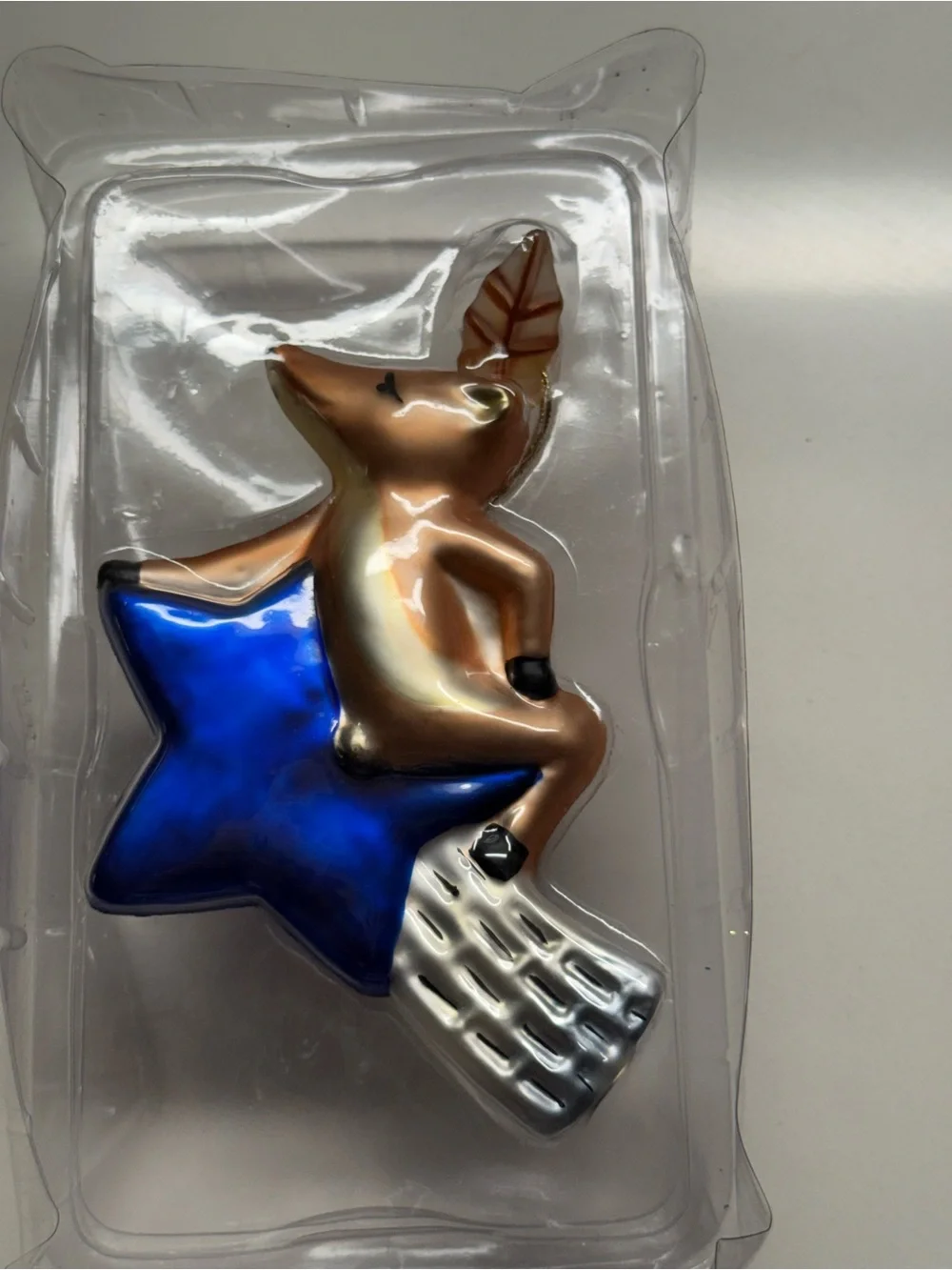 Vintage Pottery Barn COMET Reindeer Blown Glass Ornament Retired NIB